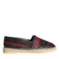 Black Maroon Woven Leather Buffalo Men Espadrille Shoes