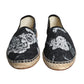 Scarpe Espadrillas in pelle di cotone floreale nero