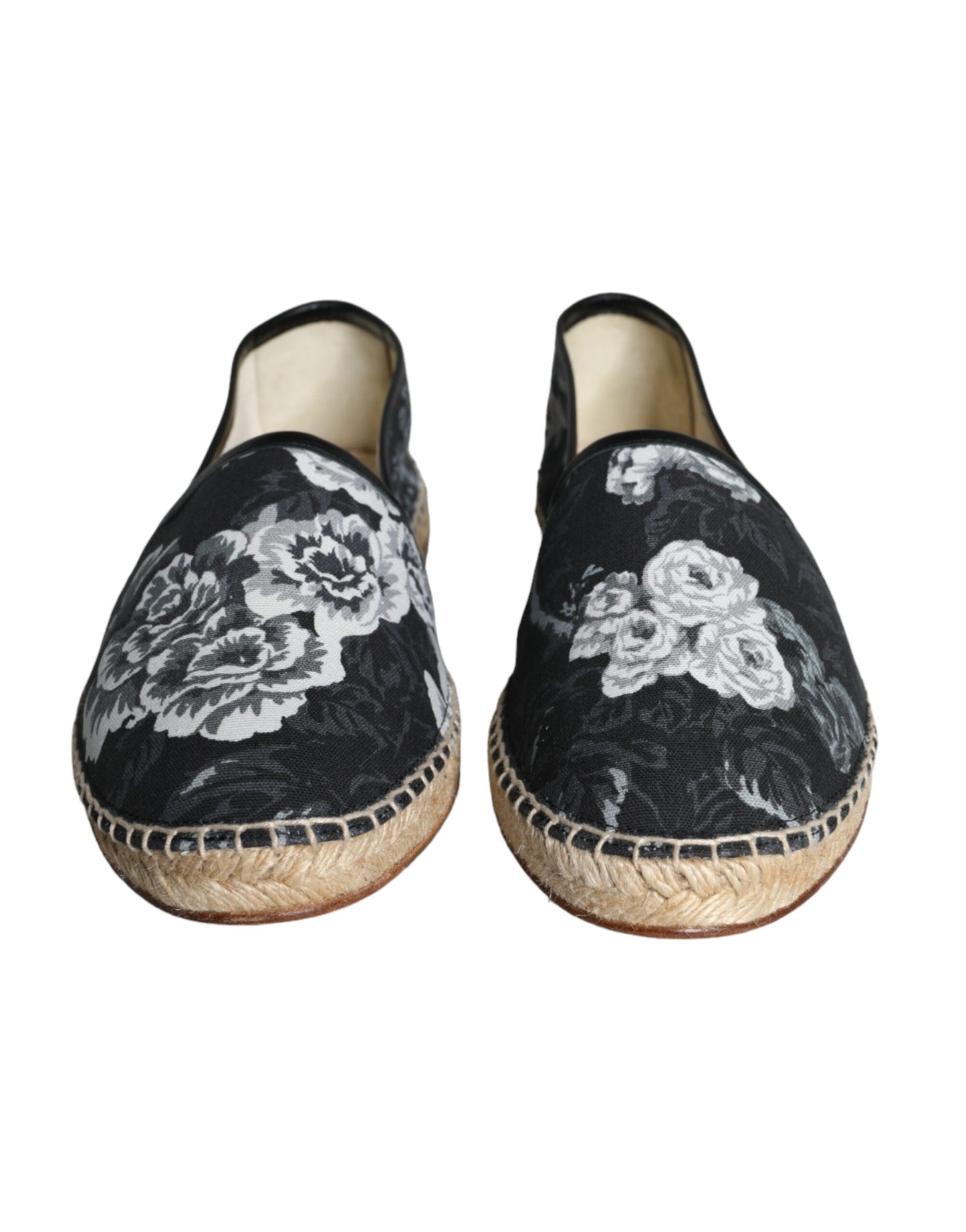 Scarpe Espadrillas in pelle di cotone floreale nero