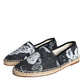 Scarpe Espadrillas in pelle di cotone floreale nero