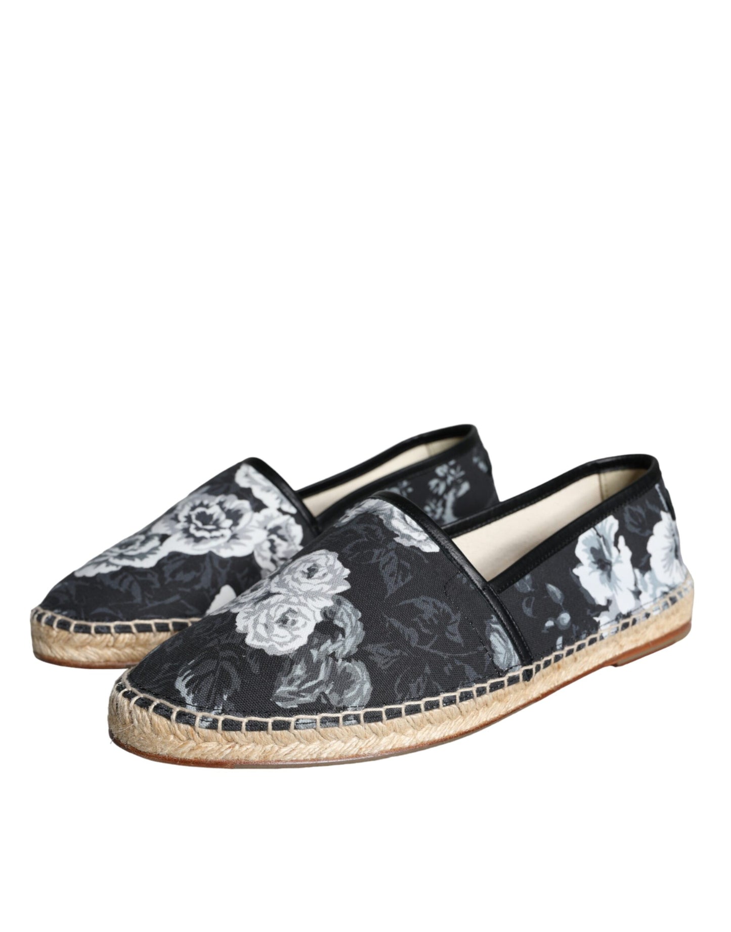 Scarpe Espadrillas in pelle di cotone floreale nero