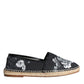 Scarpe Espadrillas in pelle di cotone floreale nero