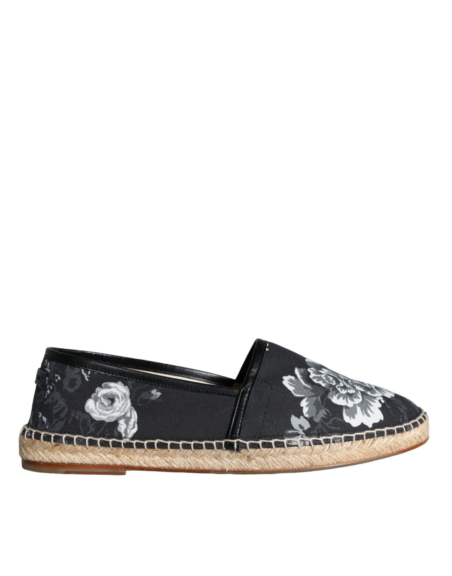 Scarpe Espadrillas in pelle di cotone floreale nero