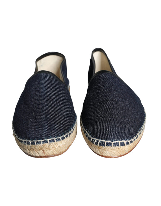 Scarpe Espadrillas in Pelle di Cotone Denim Blu