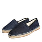 Scarpe Espadrillas in Pelle di Cotone Denim Blu