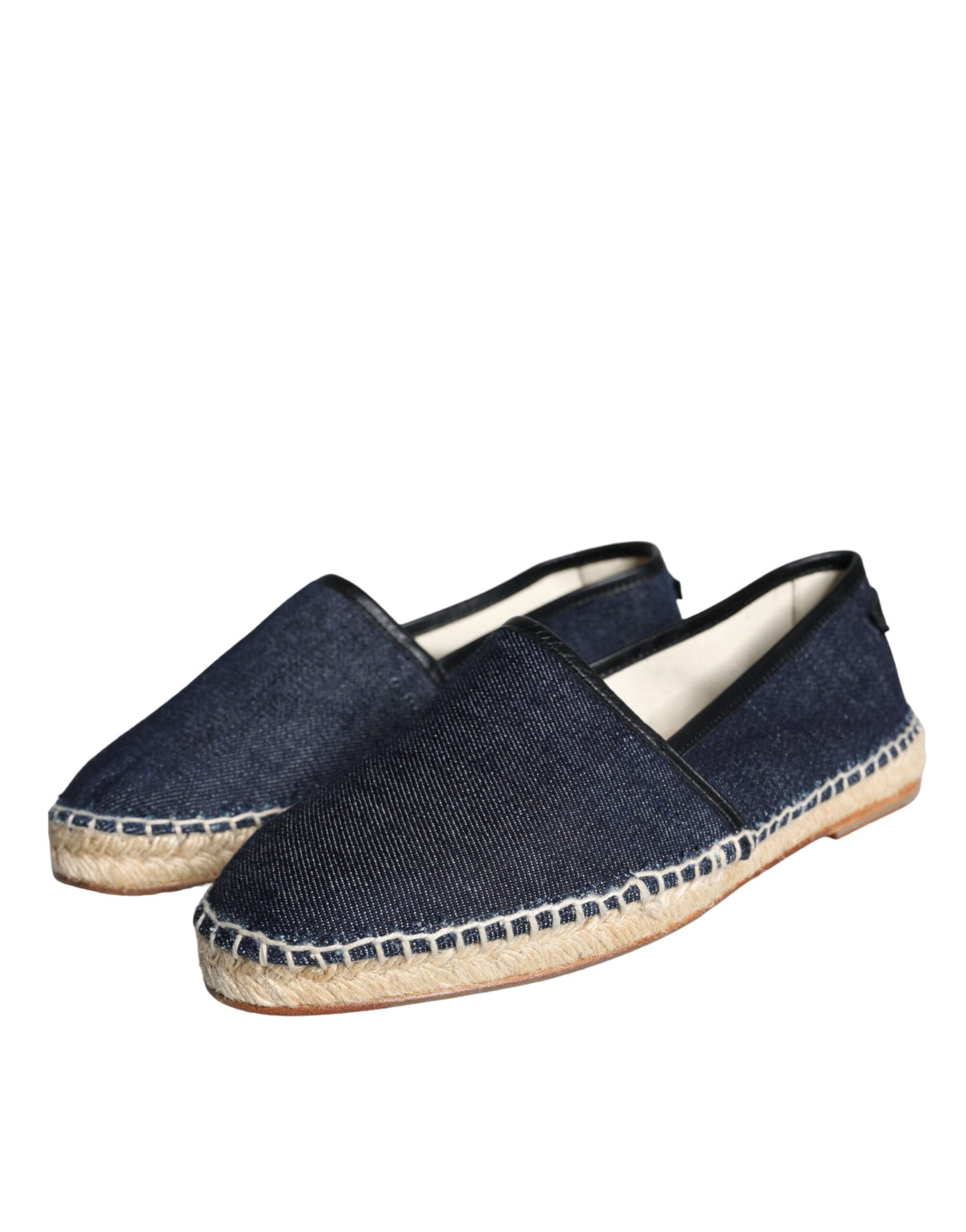 Scarpe Espadrillas in Pelle di Cotone Denim Blu