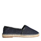 Blue Denim Cotton Leather Espadrilles Shoes