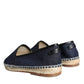 Scarpe Espadrillas in Pelle di Cotone Denim Blu