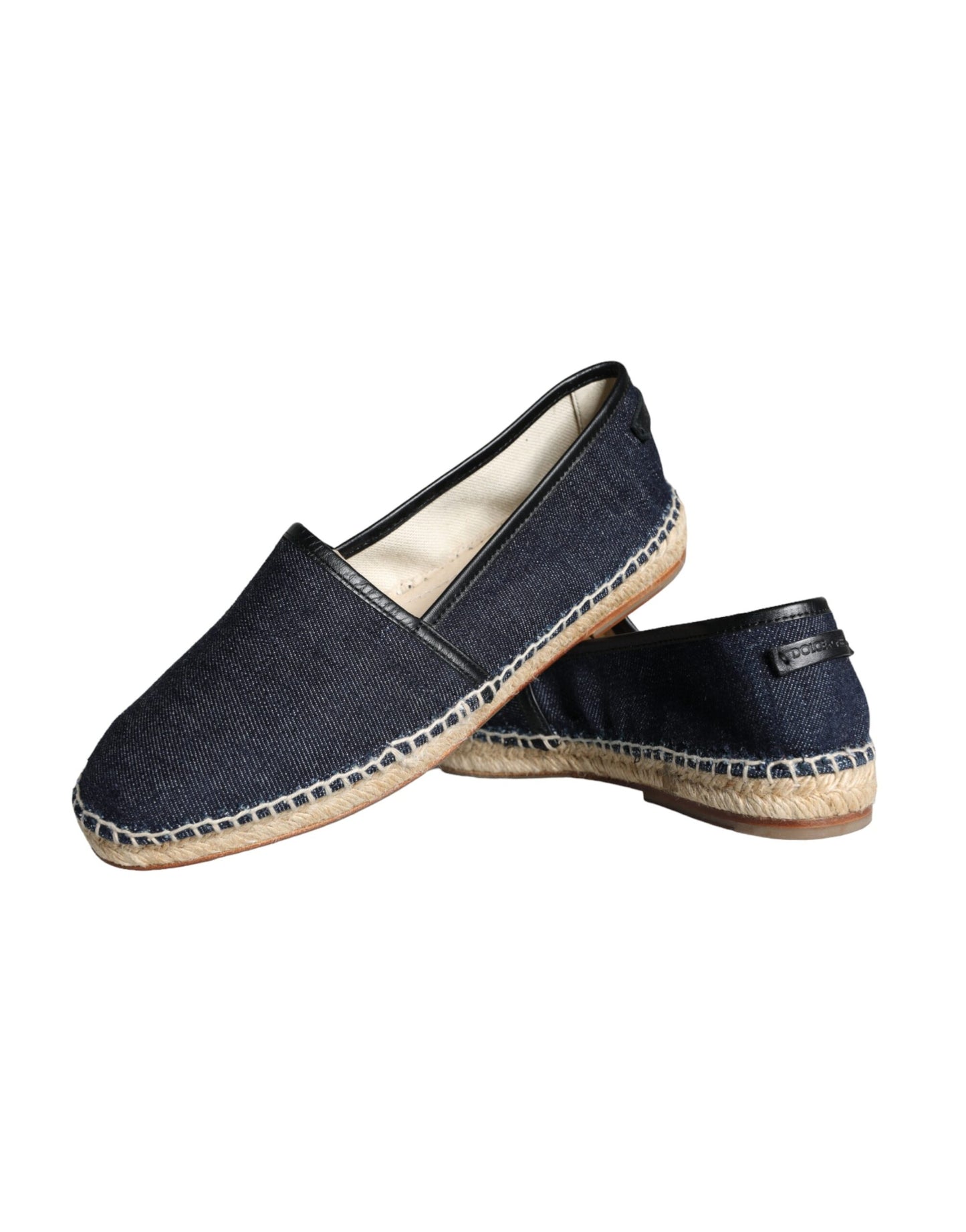 Scarpe Espadrillas in Pelle di Cotone Denim Blu