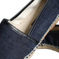 Blue Denim Cotton Leather Espadrilles Shoes