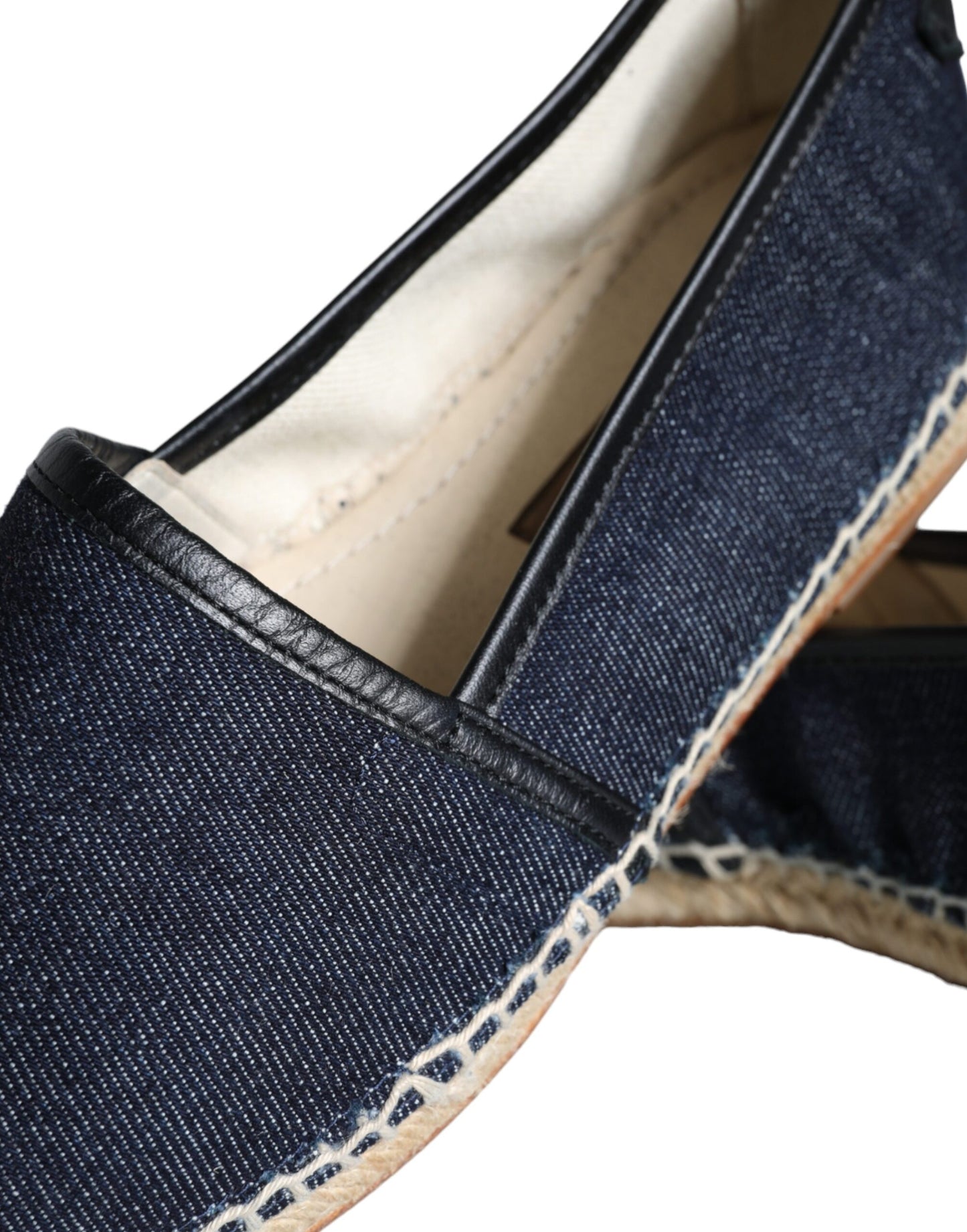 Scarpe Espadrillas in Pelle di Cotone Denim Blu