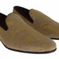 Golden Baroque Silk Dress Loafers