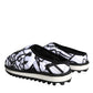 Black White Quilted Logo Sandals Slides Shoes