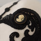 White Black Wool Embroidered Cameo Brooch Hat