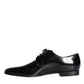 Black Calfskin Leather Derby Dress Men Shoes