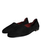 Mocassini in pelle scamosciata nera, scarpe formali slip-on