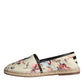 Espadrillas in tela beige con motivi floreali Slip On Shoes