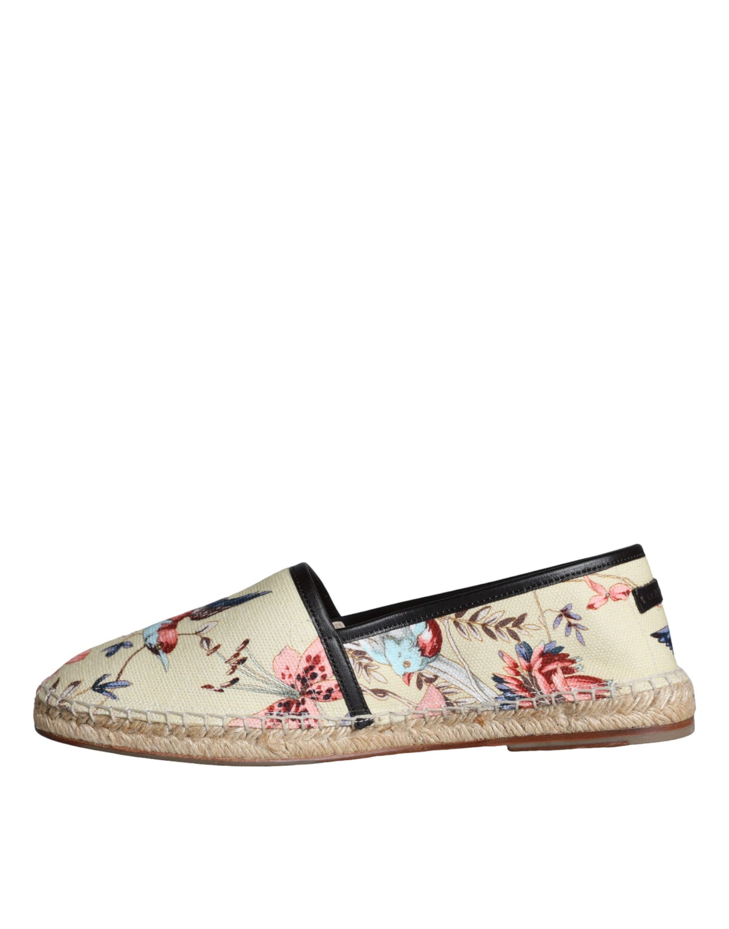 Beigefarbene Espadrilles aus Canvas mit Blumenmuster