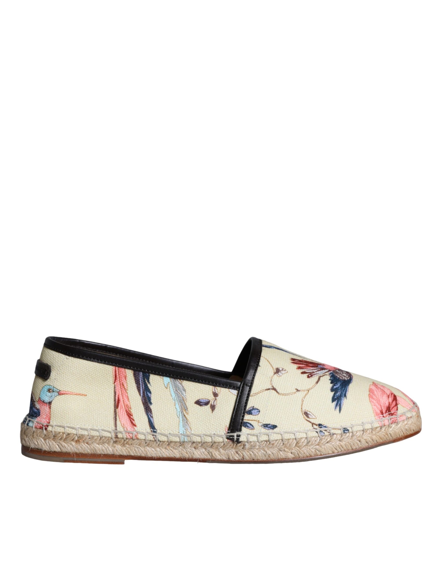 Beigefarbene Espadrilles aus Canvas mit Blumenmuster