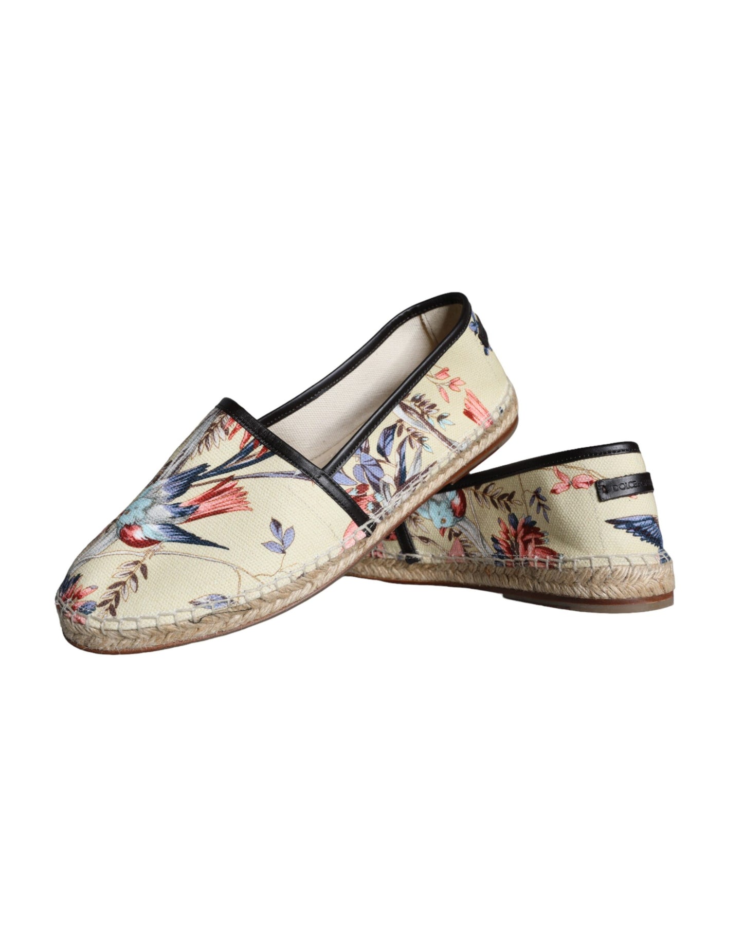 Beigefarbene Espadrilles aus Canvas mit Blumenmuster