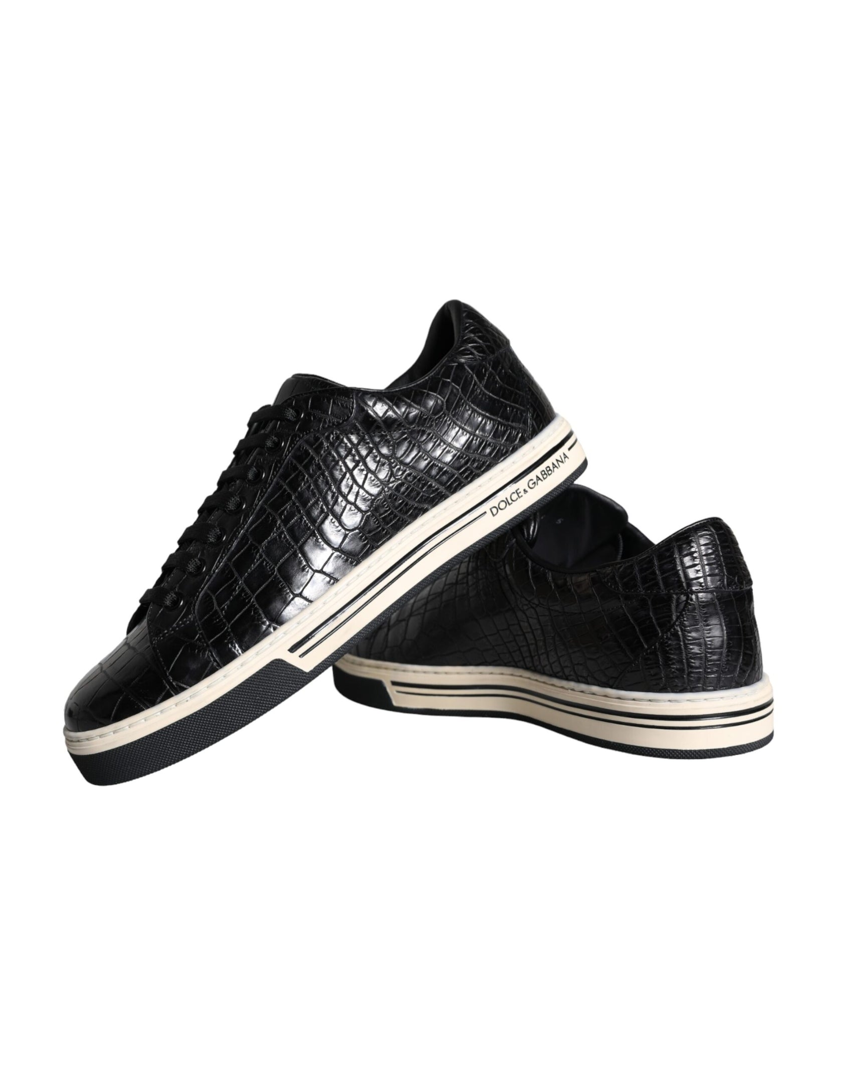 Schwarze Leder Herren Low Top Sneakers Schuhe