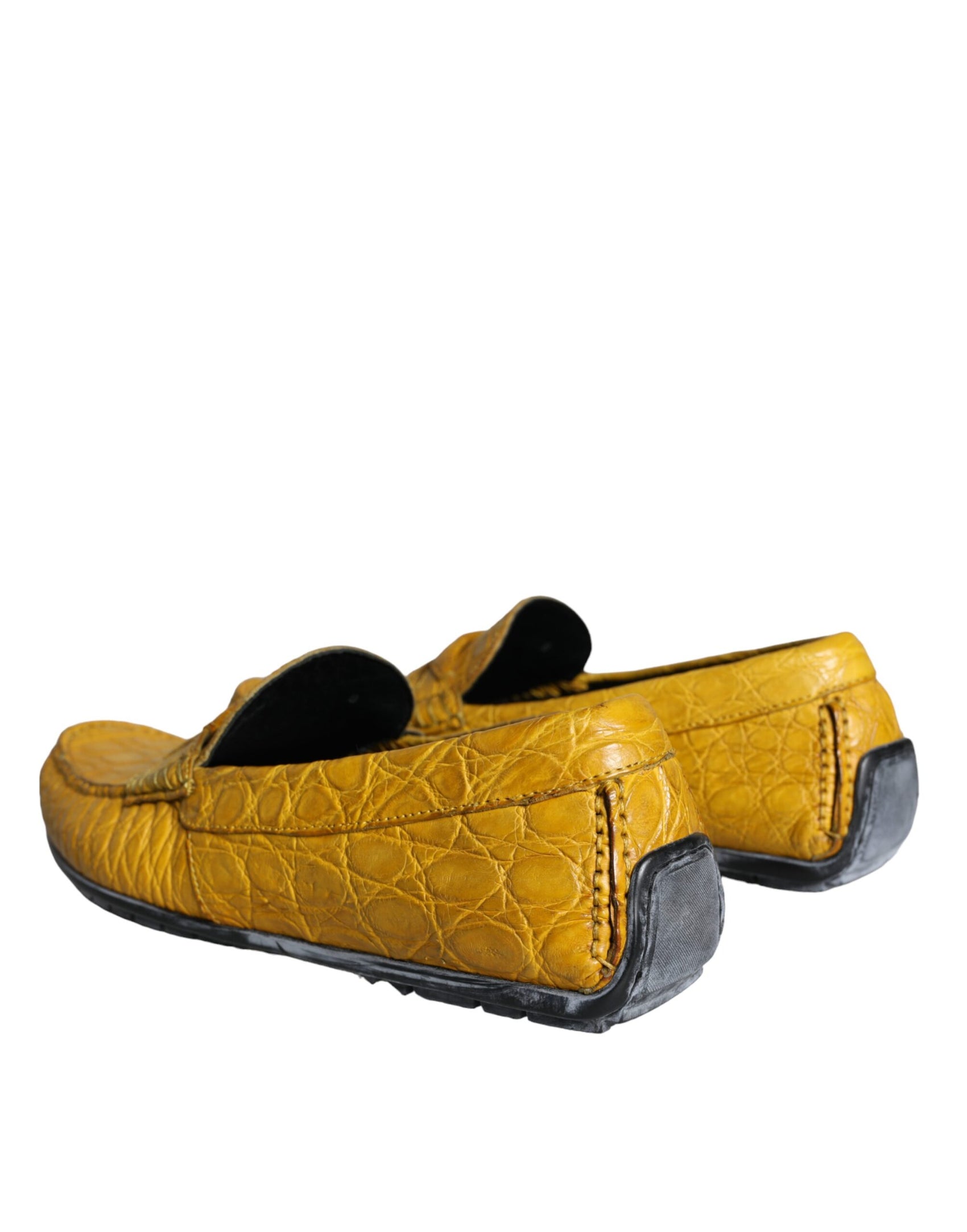 Gelbe Leder Slip Mokassin Loafer Schuhe