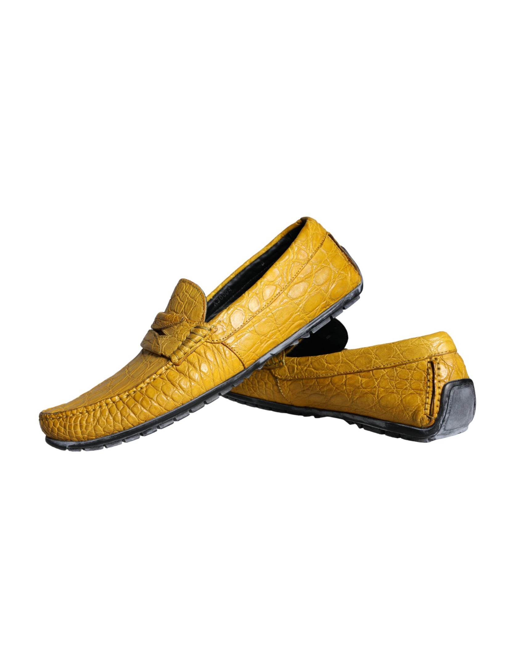 Gelbe Leder Slip Mokassin Loafer Schuhe