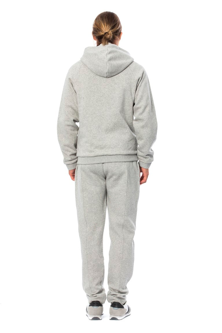 Eleganter grauer Baumwoll-Sweatsuit mit Kapuze