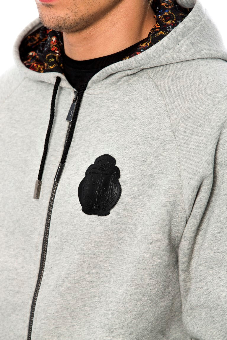 Eleganter grauer Baumwoll-Sweatsuit mit Kapuze