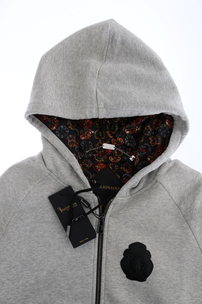 Eleganter grauer Baumwoll-Sweatsuit mit Kapuze