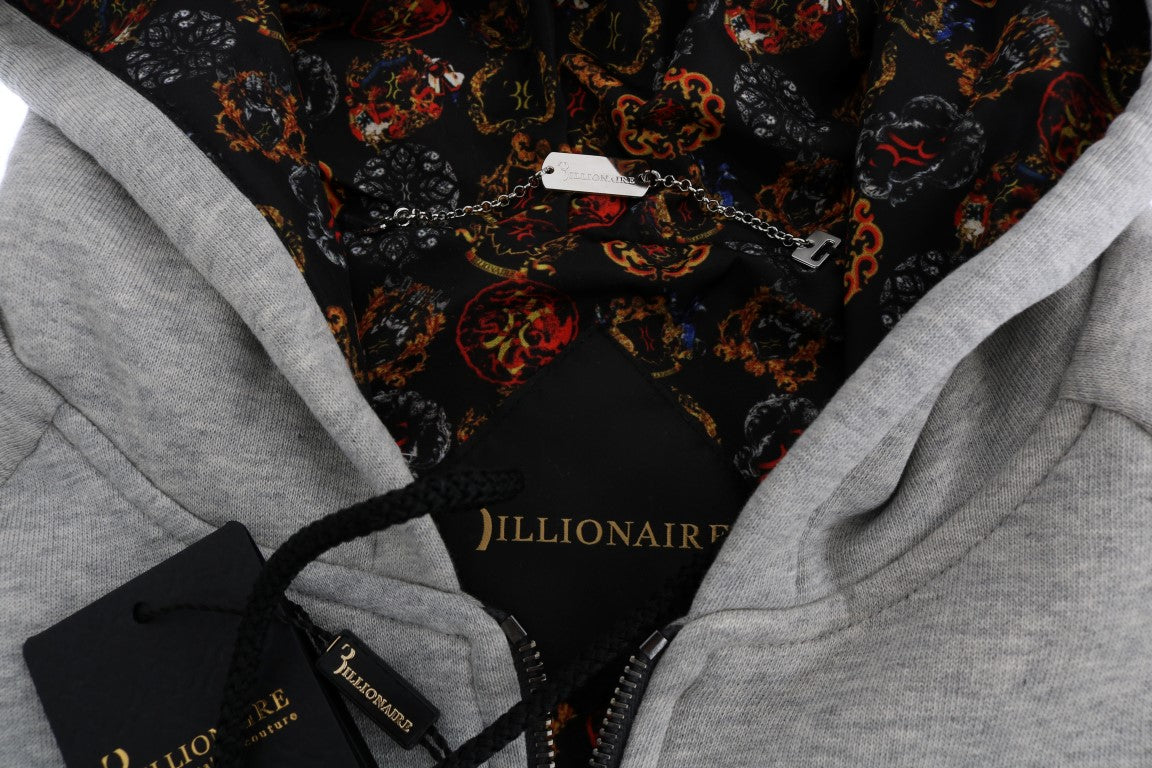 Eleganter grauer Baumwoll-Sweatsuit mit Kapuze