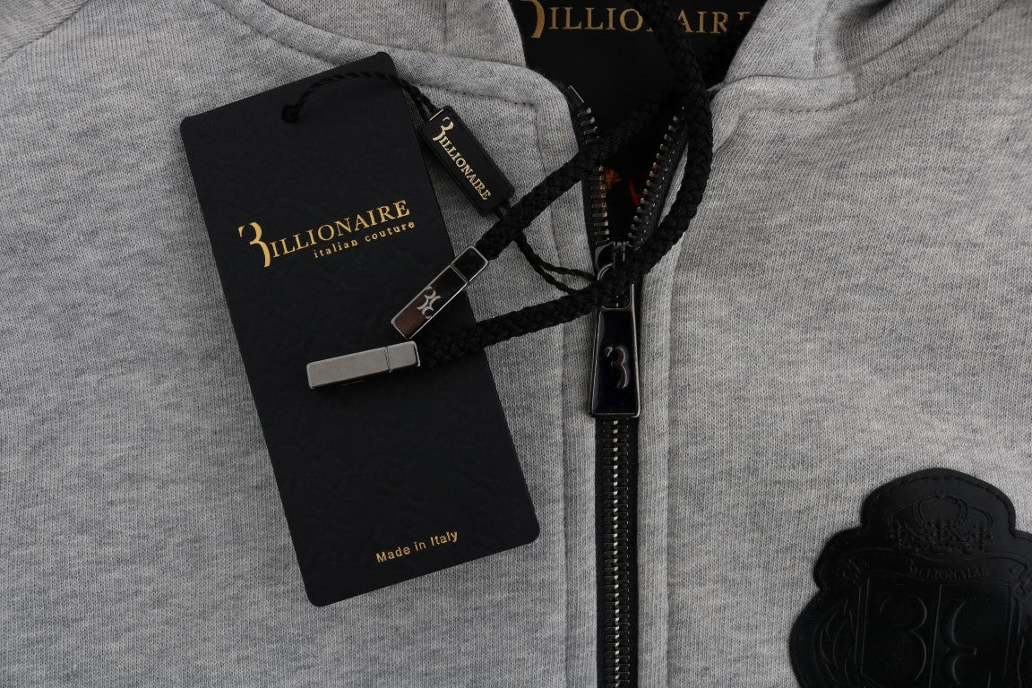 Eleganter grauer Baumwoll-Sweatsuit mit Kapuze