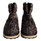 Brown Leopard Ankle Boots Padded Shoes