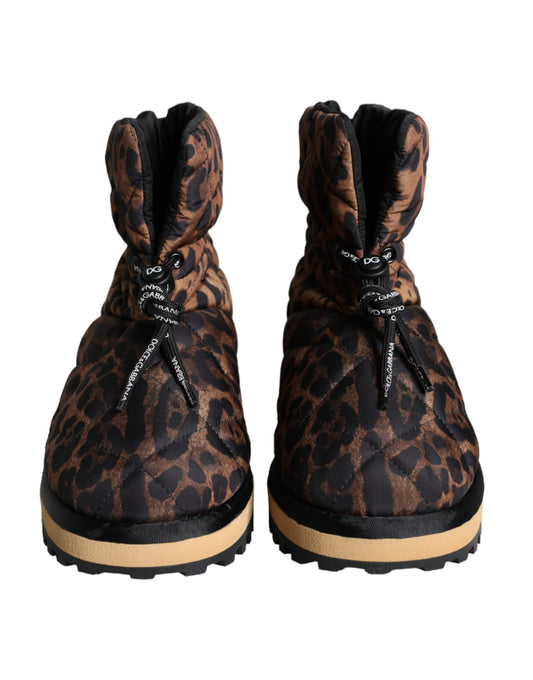 Braune Leoparden-Stiefeletten mit gepolsterten Schuhen