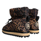 Braune Leoparden-Stiefeletten mit gepolsterten Schuhen