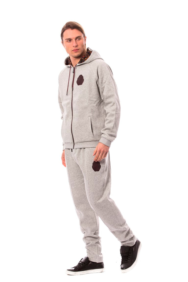 Elegantes graues Baumwoll-Sweatsuit-Ensemble