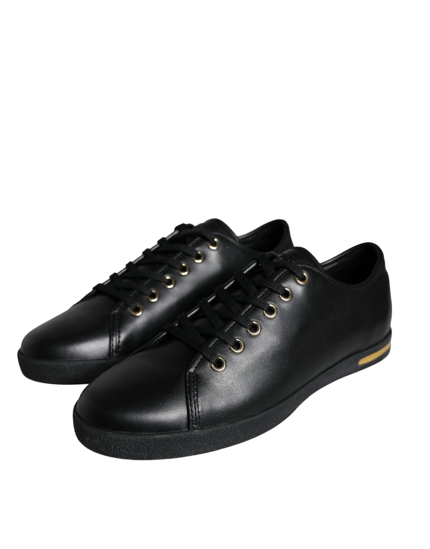 Black Gold Leather Classic Sneakers Shoes