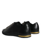 Black Gold Leather Classic Sneakers Shoes