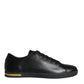 Black Gold Leather Classic Sneakers Shoes