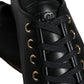 Black Gold Leather Classic Sneakers Shoes