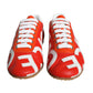 Red White Leather Logo Casual Sneakers Shoes