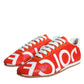 Red White Leather Logo Casual Sneakers Shoes