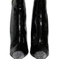 Black Patent Leather Crystal Heel Boots Shoes