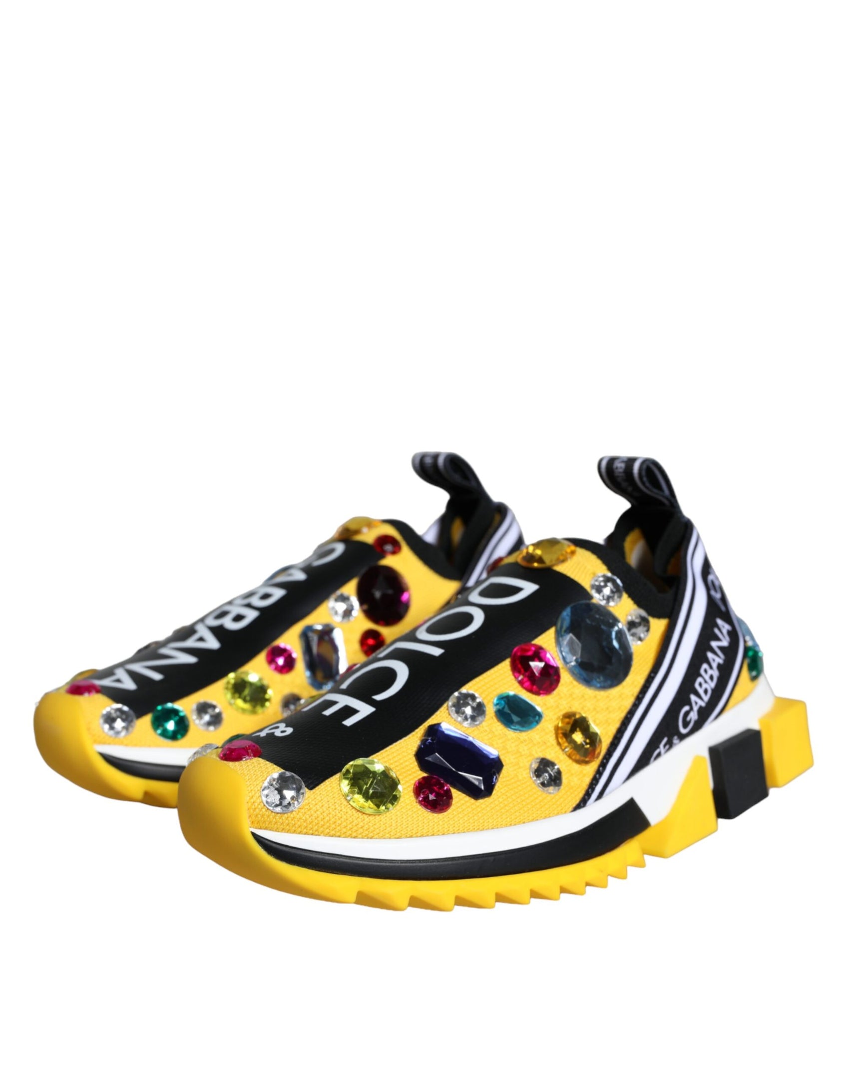 Gelbe Sorrento Kristalle Sneakers Damenschuhe