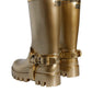 Metallic Gold Rubber PVC Rain Boots Shoes