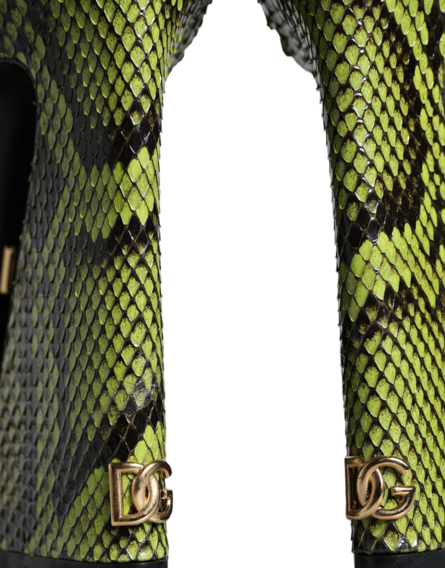 Grüne exotische Leder Knöchelriemen Heels Sandalen Schuhe