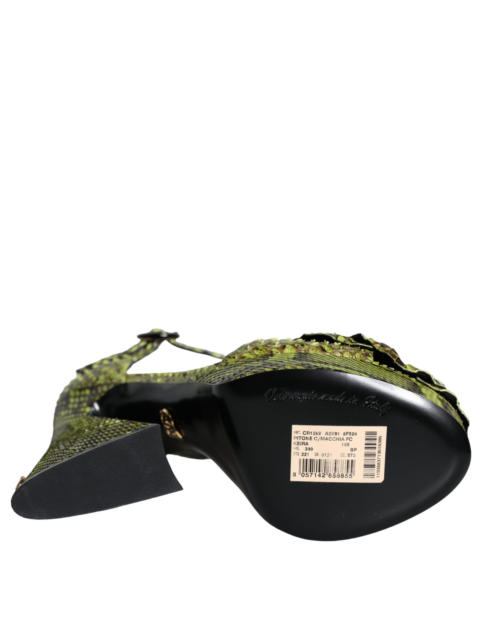 Grüne exotische Leder Knöchelriemen Heels Sandalen Schuhe