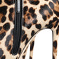 Brown Leopard Calf Fur Heels Ankle Boots Shoes