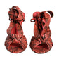 Coral Exotic Leather Heels Sandals Shoes