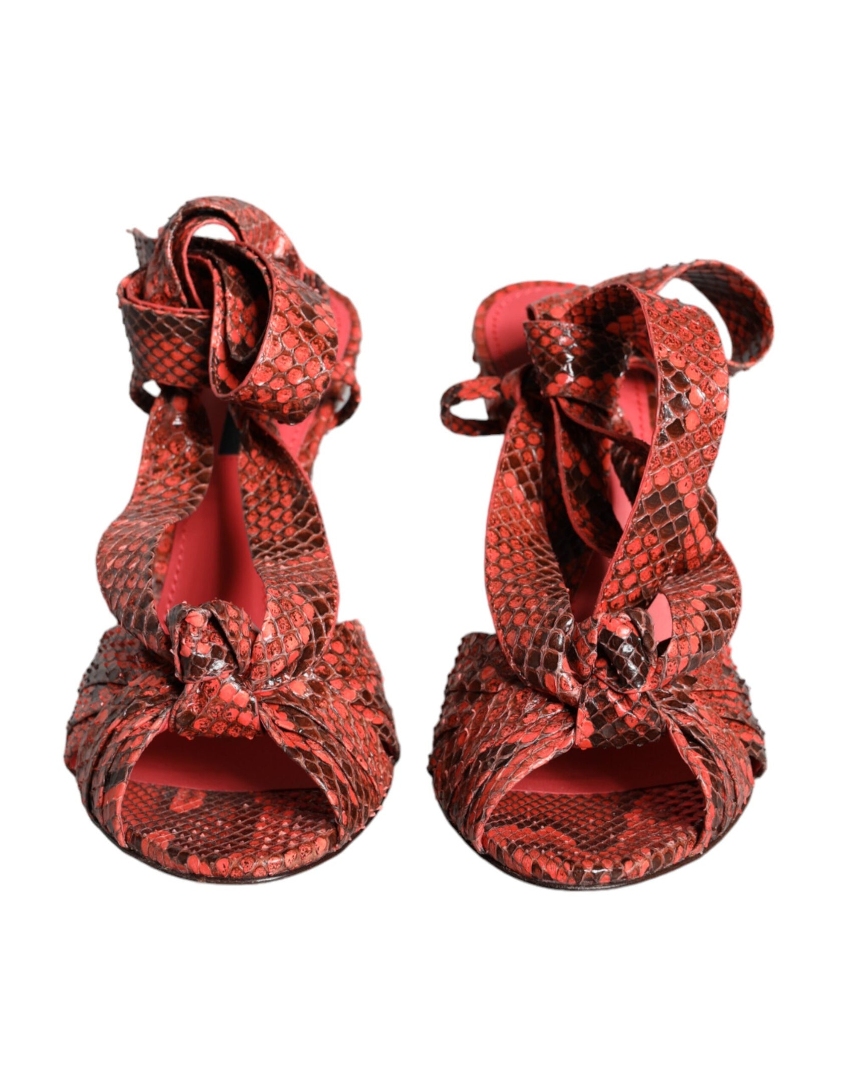 Koralle Exotische Leder Heels Sandalen Schuhe